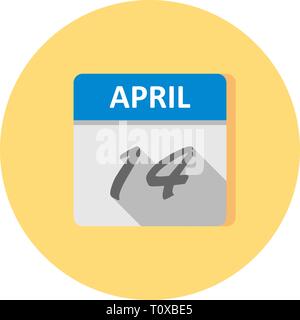 April 14th Date on a Single Day Calendar Stock Photo