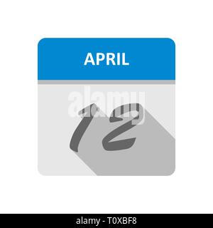 April 12th Date on a Single Day Calendar Stock Photo