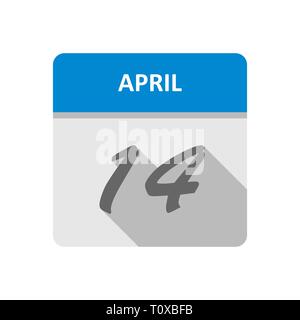 April 14th Date on a Single Day Calendar Stock Photo