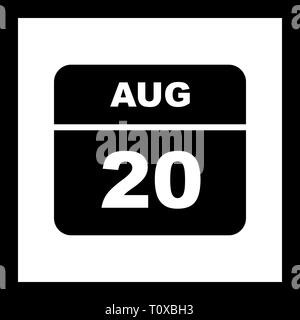 August 20th Date on a Single Day Calendar Stock Photo