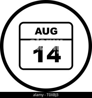 August 14th Date on a Single Day Calendar Stock Photo
