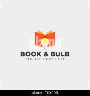 Light bulb learning line logo template vector illustration icon element isolated with business card - vector Stock Vector