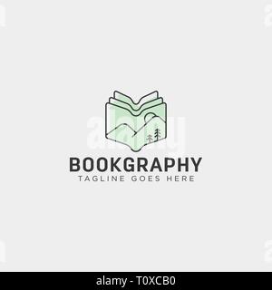 mountain book geography education logo template vector illustration icon element isolated - vector Stock Vector