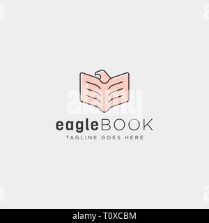 eagle or bird book education line logo template vector illustration icon element isolated - vector file Stock Vector