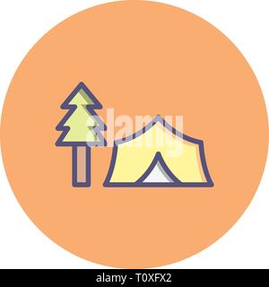 Illustration Tent with Trees Icon Stock Photo - Alamy