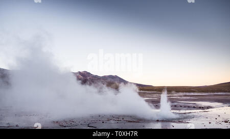 El Tatio geysers, near San Pedro de Atacama - Chile. El Tatio is a geyser field located in the Andes Mountains of northern Chile Stock Photo