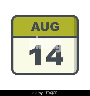 August 14th Date on a Single Day Calendar Stock Photo