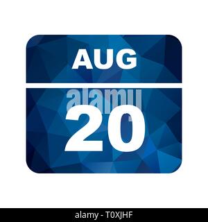 August 20th Date on a Single Day Calendar Stock Photo