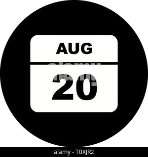 August 20th Date on a Single Day Calendar Stock Photo