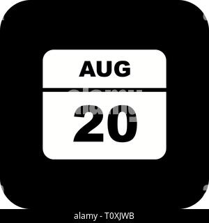 August 20th Date on a Single Day Calendar Stock Photo