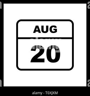 August 20th Date on a Single Day Calendar Stock Photo