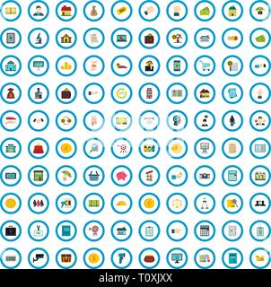 100 lending icons set, flat style Stock Vector