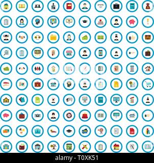 100 lending guidance icons set, flat style Stock Vector