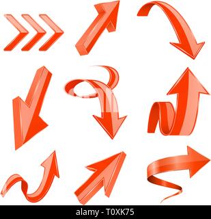 Orange 3d shiny arrows Stock Vector