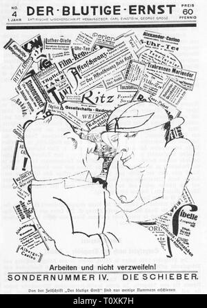 press / media, magazines, 'Der blutige Ernst', front page, editor: Carl Einstein (1885 - 1940) / George Grosz (1893 - 1959), illustration by George Grosz, 1st volume, special edition 4, Berlin, 1919, Artist's Copyright has not to be cleared Stock Photo