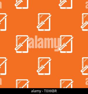 Tablet repair pattern vector orange Stock Vector