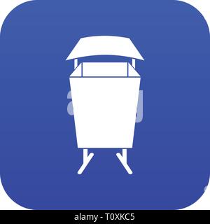Litter waste bin icon digital blue Stock Vector