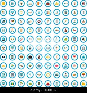 100 lending skill icons set, flat style Stock Vector
