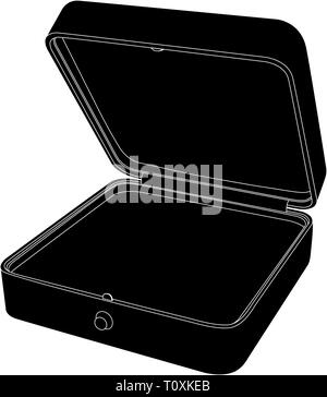 Jewelry box. Empty open gift box. Black icon Stock Vector