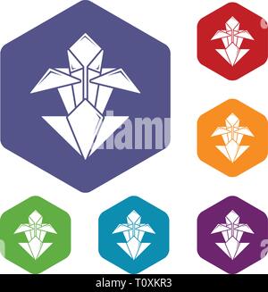 Origami flower icons vector hexahedron Stock Vector