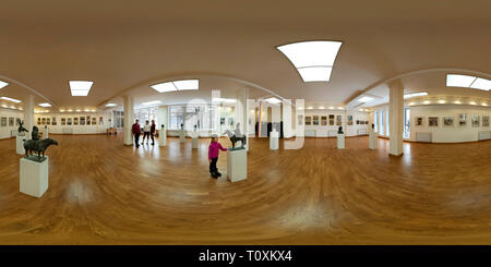 360 degree panoramic view of Panorama. Art exhibition of a sculpture and graphics. Kharkiv. Europe Ukraine