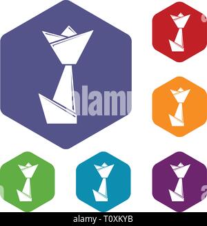 Origami tulip icons vector hexahedron Stock Vector
