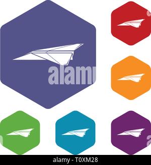 Origami airplane icons vector hexahedron Stock Vector