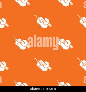 Computer mouse repair pattern vector orange Stock Vector