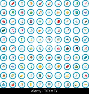 100 life icons set, isometric 3d style Stock Vector