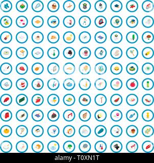 100 lifetime icons set, isometric 3d style Stock Vector