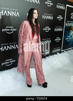 New York, United States. 21st Mar, 2019. Esme Creed-Miles wearing dress by Ann Demeulemeester attends season 1 of Hanna launch on Amazon Prime Video at Whitby hotel Credit: Lev Radin/Pacific Press/Alamy Live News Stock Photo