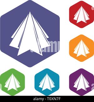 Origami mountain icons vector hexahedron Stock Vector