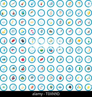 100 light icons set, isometric 3d style Stock Vector