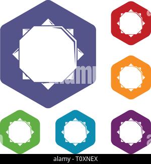 Origami sun icons vector hexahedron Stock Vector
