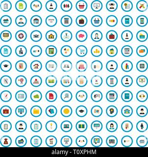 100 loan guidance icons set, flat style Stock Vector