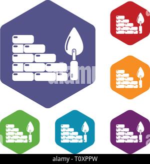 Brick wall icons vector hexahedron Stock Vector