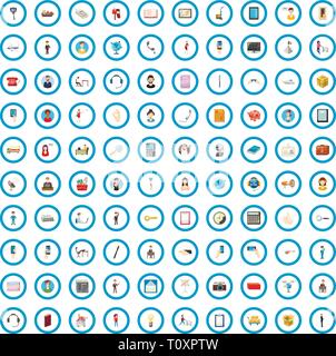 100 loans icons set, cartoon style Stock Vector