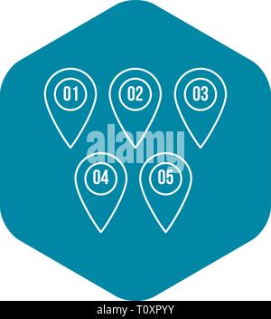 Numbered pin markers icon, outline style Stock Vector