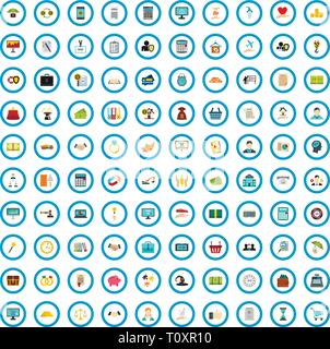 100 loan skill icons set, flat style Stock Vector