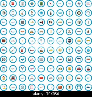 100 logistic and delivery icons set, cartoon style Stock Vector