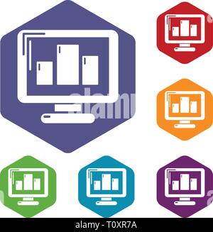 Monitor icons vector hexahedron Stock Vector