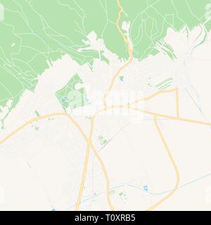 Printable map of Eisenstadt, Austria with main and secondary roads and larger railways. This map is carefully designed for routing and placing individ Stock Vector
