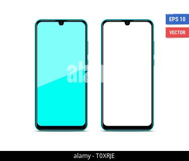 Realistic vector flat mock-up Huawei P Smart 2019 isolated on white background. Scale image any resolution Stock Vector