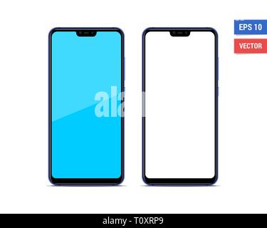 Realistic vector flat mock-up Xiaomi Mi8 Lite isolated on white background. Scale image any resolution Stock Vector