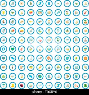 100 logistic and delivery icons set, cartoon style Stock Vector
