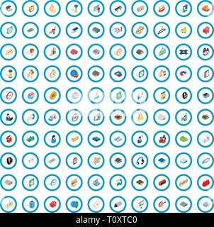 100 logistics icons set, isometric 3d style Stock Vector