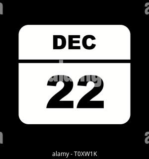 December 22nd Date on a Single Day Calendar Stock Photo