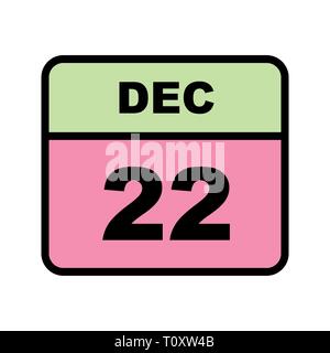 December 22nd Date on a Single Day Calendar Stock Photo