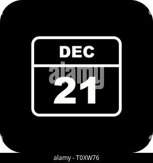 December 21st Date on a Single Day Calendar Stock Photo