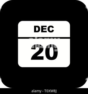 December 20th Date on a Single Day Calendar Stock Photo